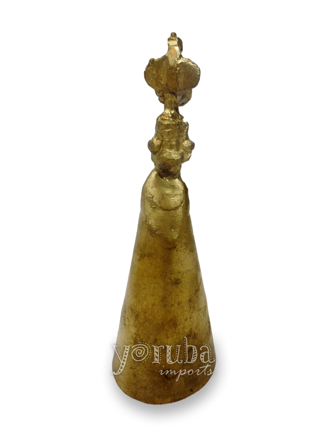 Brass Bell - Handcrafted Lady Osun Topped, Style: Medium Cone Shaped