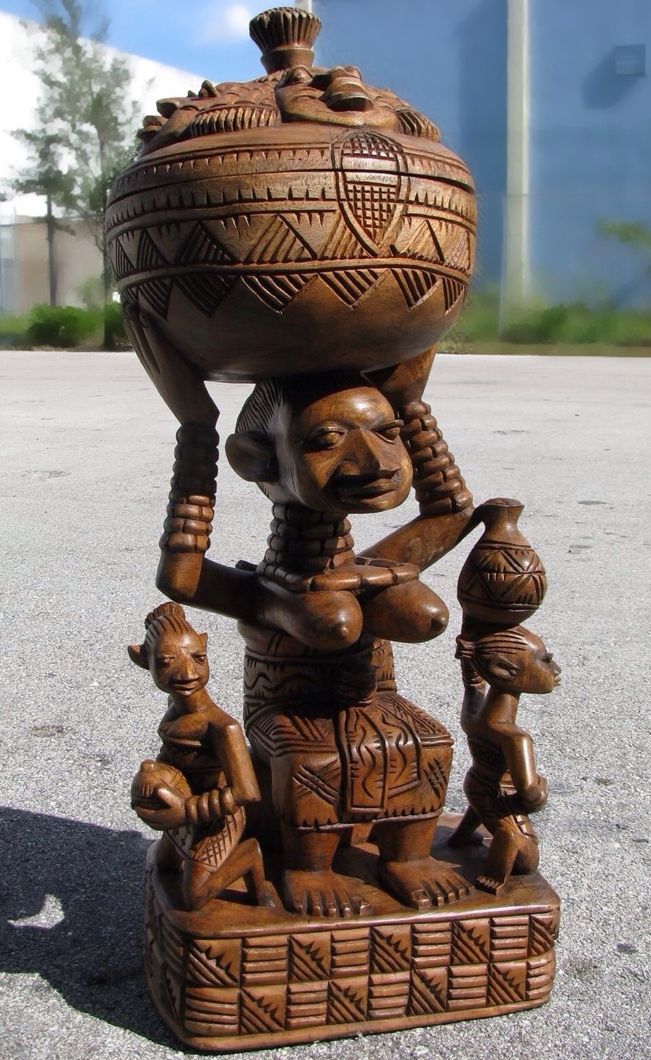 Wooden Ajere - Osogbo Design - 30&quot;