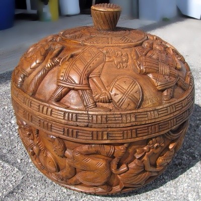 Wooden Sango Pot - Osogbo Design