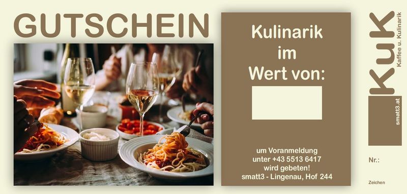 Genußgutschein Kulinarik über 25.- Euro