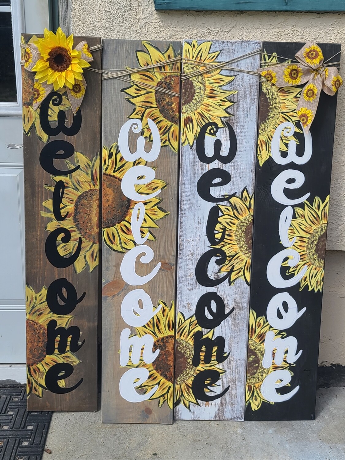 sunflower welcome door sign
