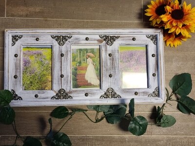 fancy white distressed 4x6 collage frame