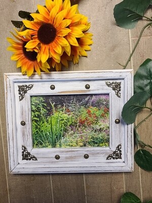 fancy white distressed 5x7 picture frame