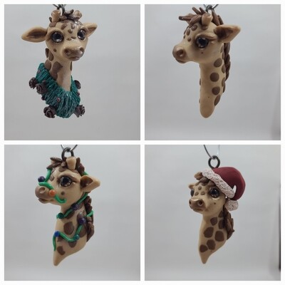 Pre order set of 4 giraffe ornaments 