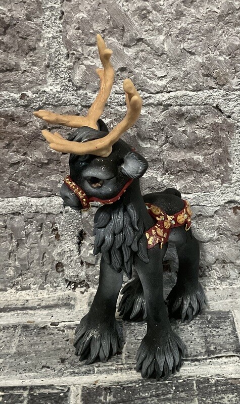 Sled  Reindeer In Black