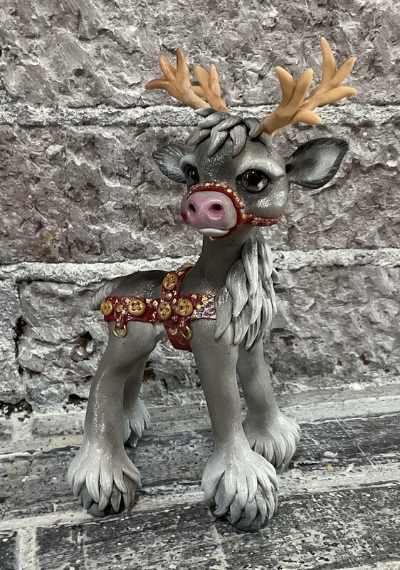 Sled Reindeer in Grey