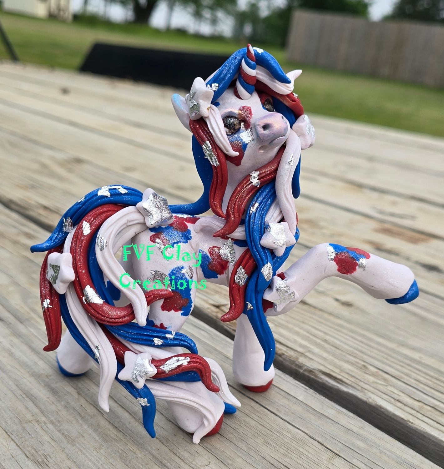 red white and blue unicorn