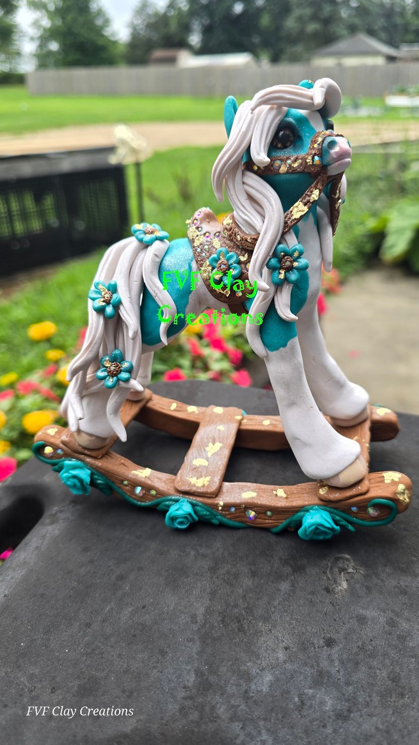 Teal and white rocker