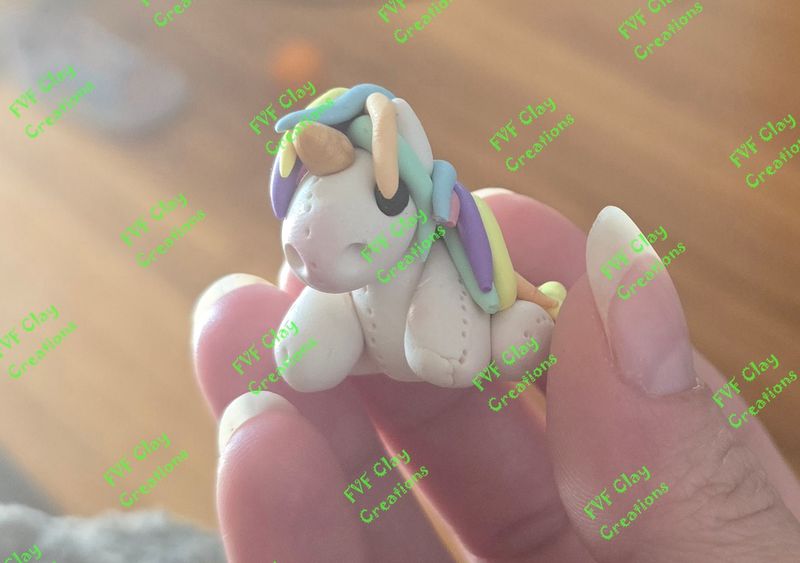 Rainbow unicorn mini clay stuffed animal