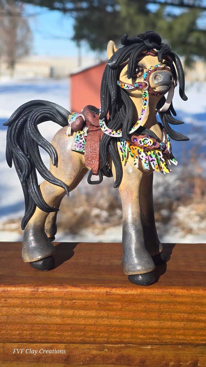Buckskin tack pony