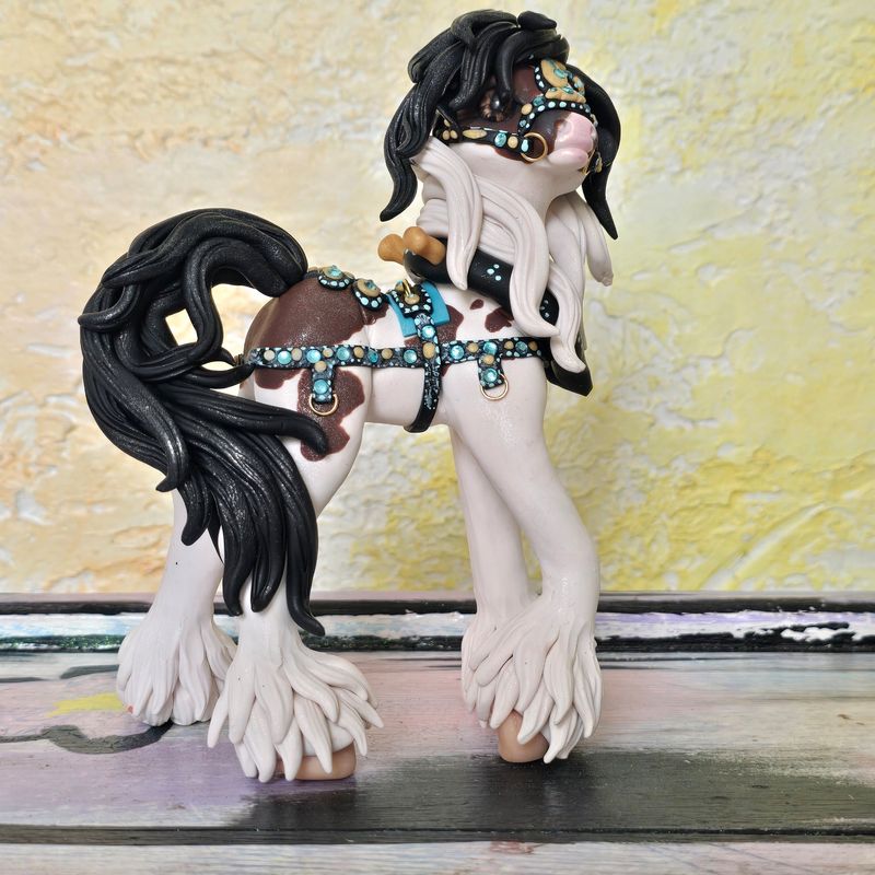 Bay/white gypsy with harness