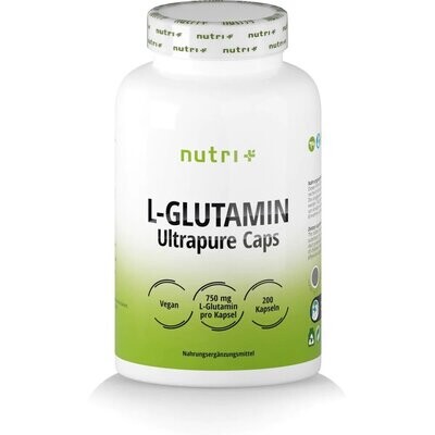 nutri+ vegane L-Glutamin Ultrapure Kapseln, 200 Kapseln Dose