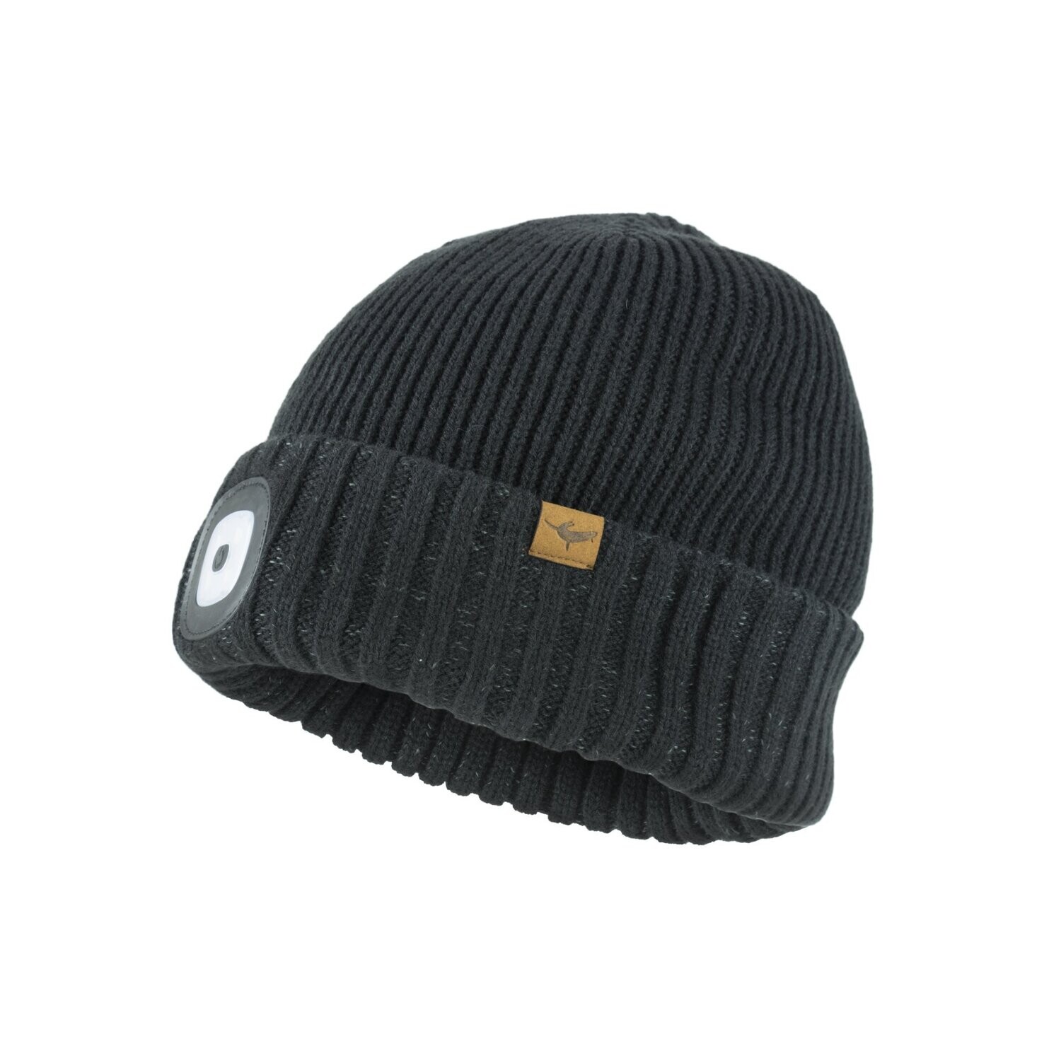 SealSkinz Waterproof Cold Weather LED Roll Cuff Beanie Hat - black