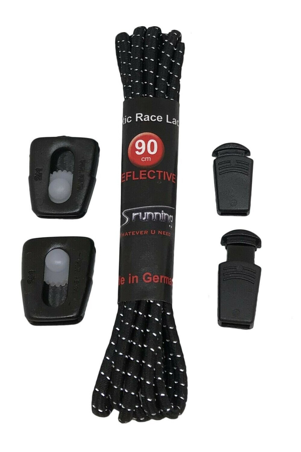Elastic Race Laces Triathlonschnürsenkel -elastische,reflektierende Schnürsenkel, Farbe: Schwarz