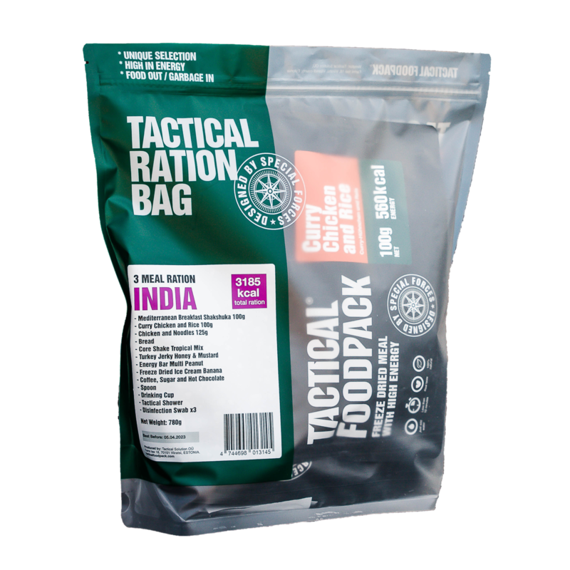 Tactical Foodpack 3 Meal Ration India - 908g Beutel