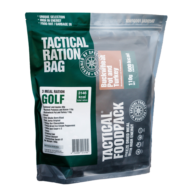 Tactical Foodpack 3 Meal Ration Golf - 917g Beutel