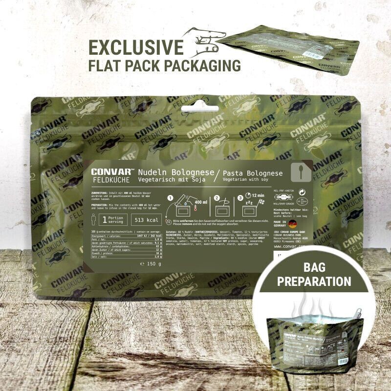 CONVAR Feldküche Nudeln Bolognese - vegetarisch (1 Portion) (150g)