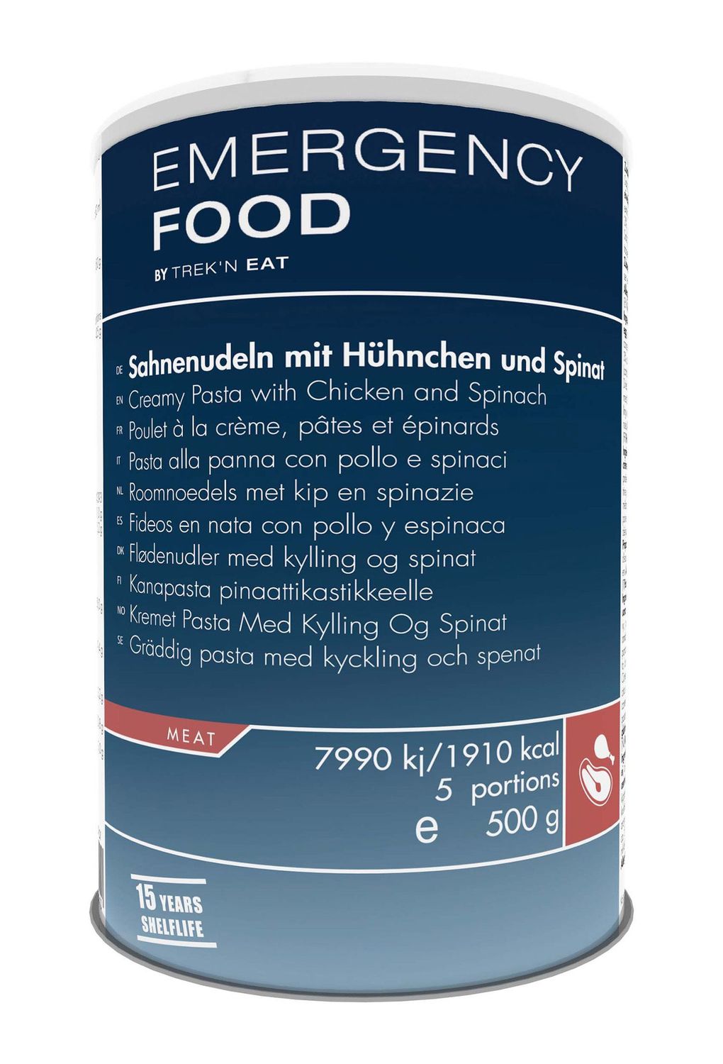 Trek'n Eat Emergency Food Sahnenudeln mit Hühnchen und Spinat - 500g Dose
