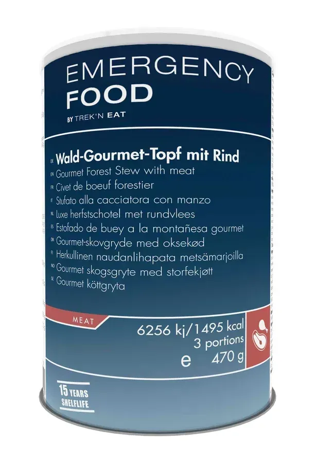 Trek'n Eat Emergency Food Wald-Gourmet-Topf mit Rind - 470g Dose Trek'n Eat Emergency Food Wald-Gourmet-Topf mit Rind - 470g Dose