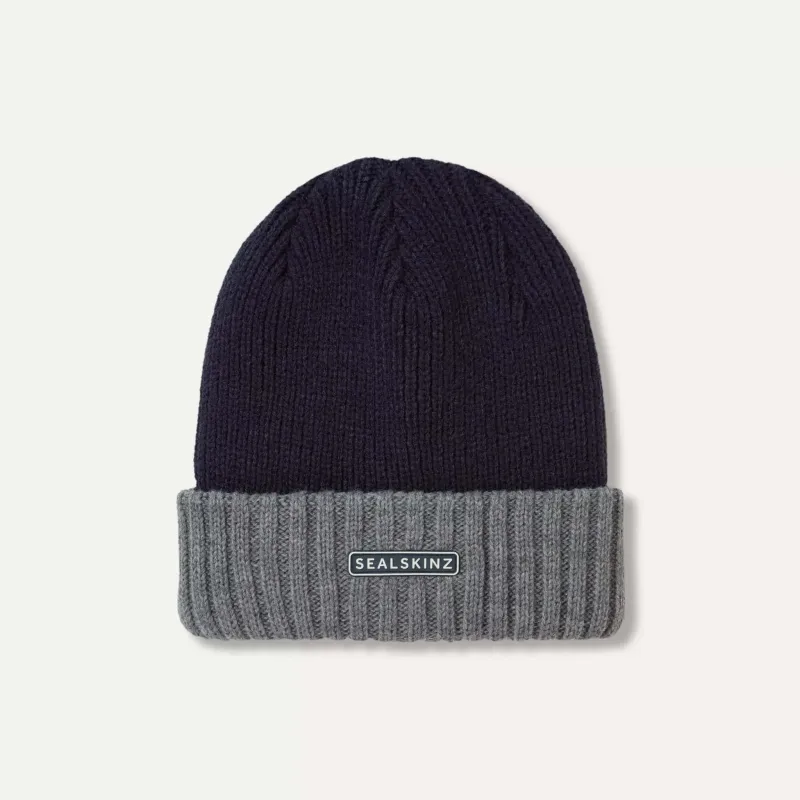 SealSkinz Waterproof Cold Weather Roll Cuff Beanie Hat - navy/grey SealSkinz Waterproof Cold Weather Roll Cuff Beanie Hat - navy/grey
