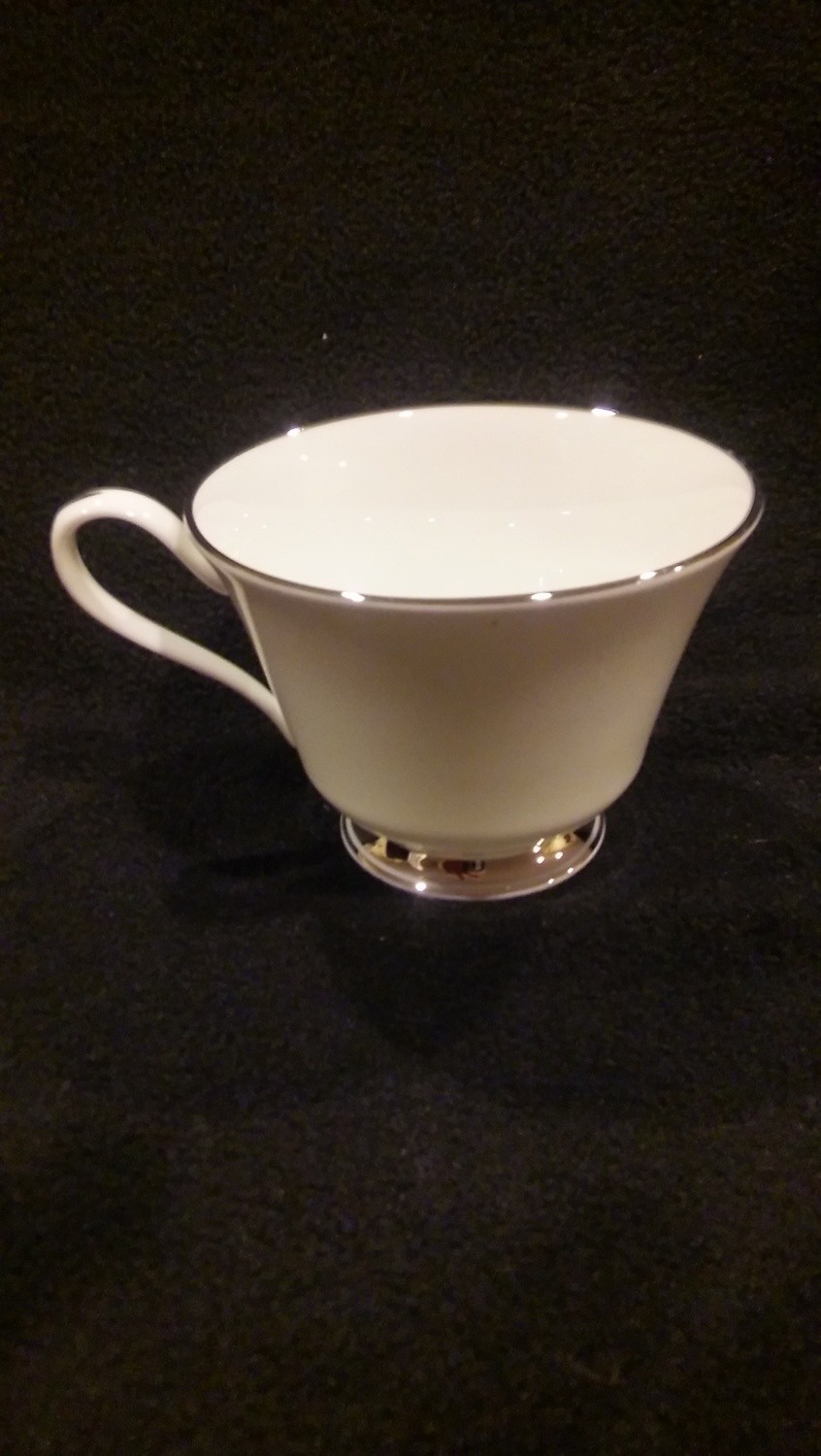 Lenox Oxford Bone China, Footed Coffee Cup, Lexington Pattern, White with Platinum