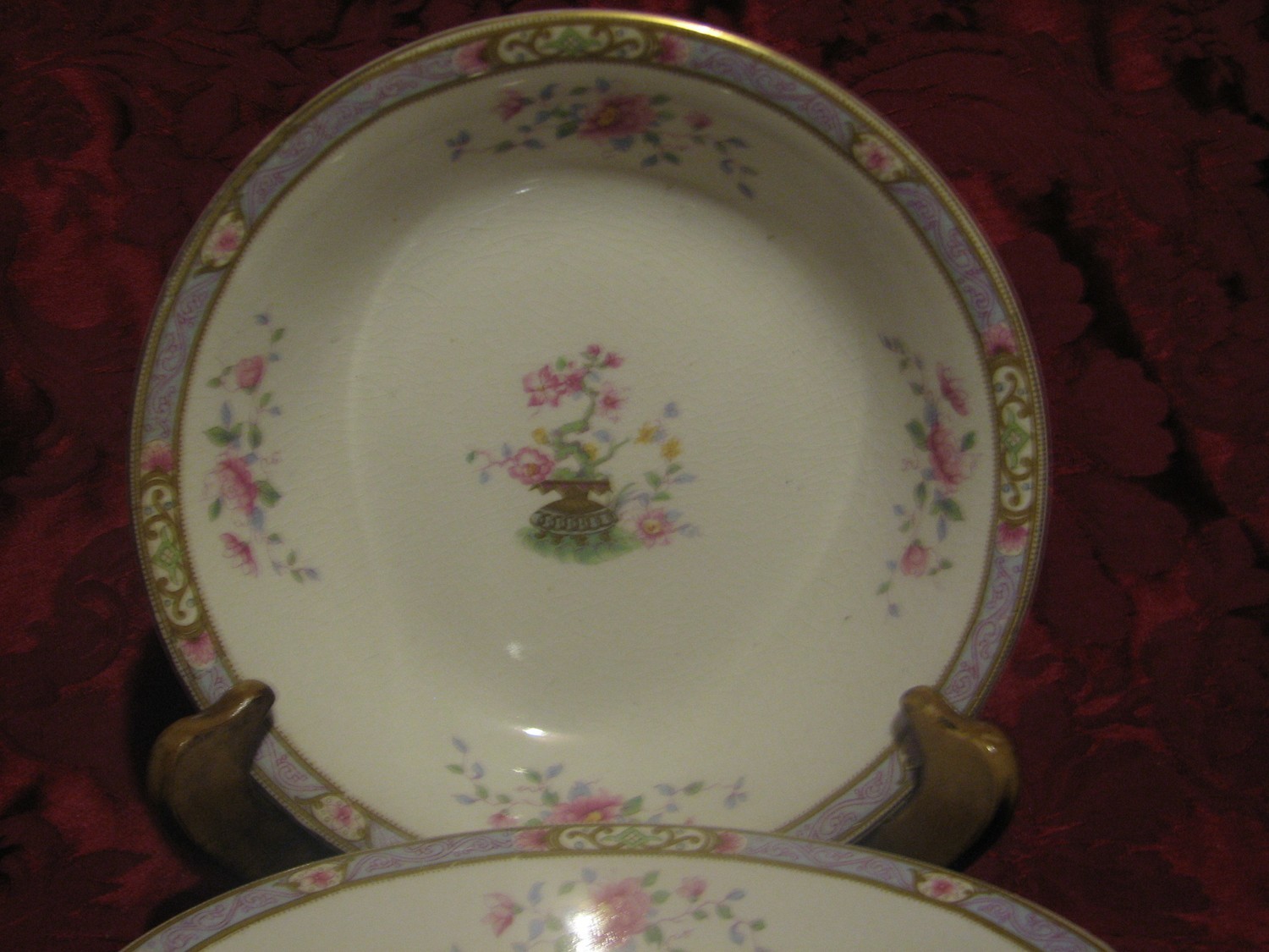 J &amp; G  Meakin, Soup /Salad Bowl, 7.5&quot; Rose Floral Design, Bonsai Tree W/Vase