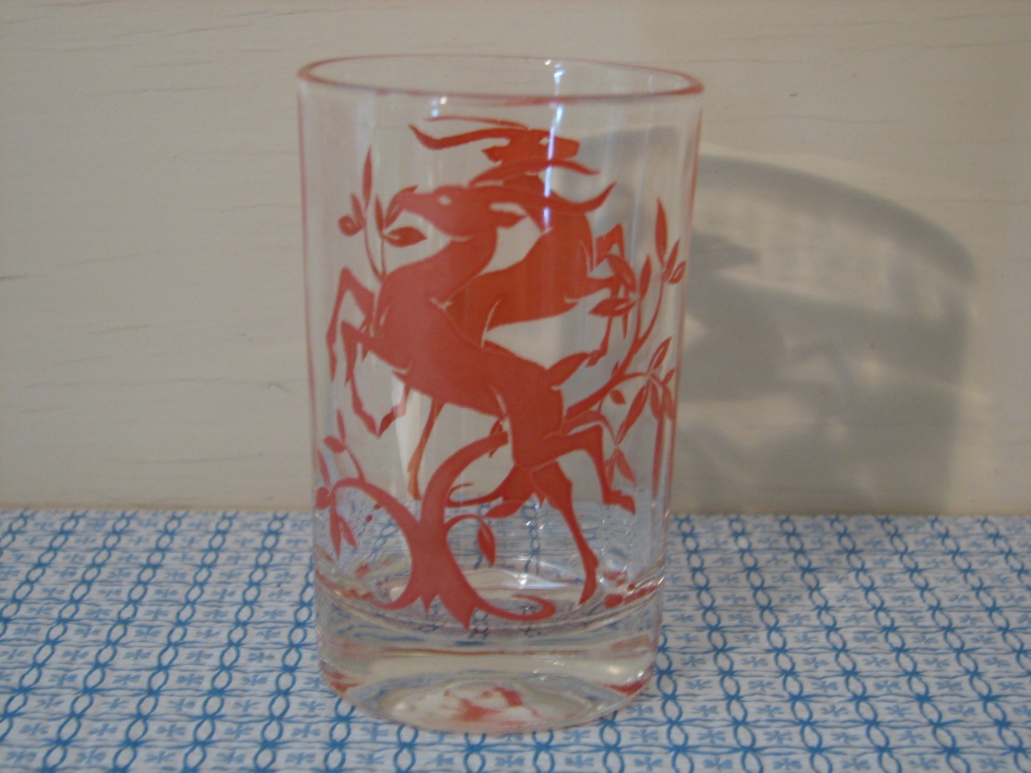 Federal Glass, Juice Glass, Red Leaping Gazelle