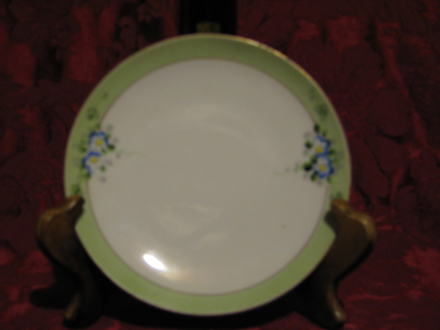 Meito China, Bread & Butter Plate, Gold Trim w/Light Green Outer rim & Floral Design