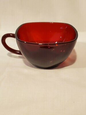 Anchor Hocking, Fire King, Charm Ruby Red Square Cups, Plain Pattern