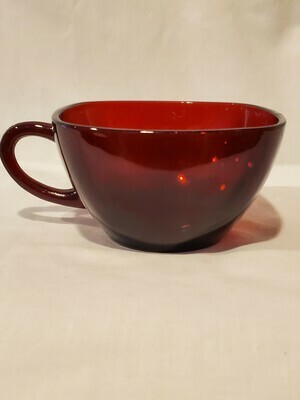 Anchor Hocking, Fire King, Charm Ruby Red Square Cups, Plain Pattern