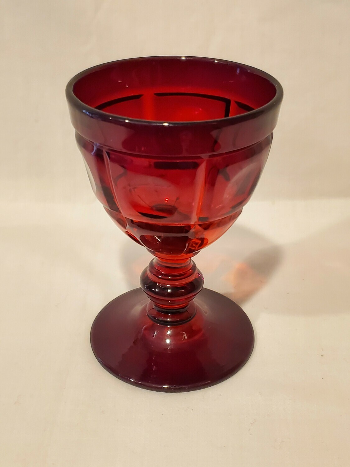 Fenton, Wine Glass, Plymouth Ruby Red, Dot & Line