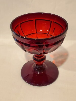 Fenton, Sherbet Champagne, 4 1/8"H, Plymouth Ruby Red, Dot &amp; Line