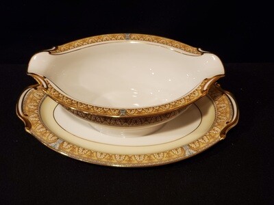 Noritake, Gravy Boat with Attached Underplate, Claire Pattern