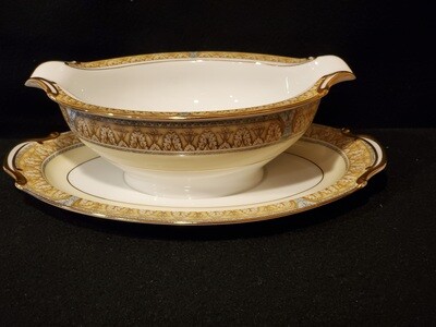 Noritake, Gravy Boat with Attached Underplate, Claire Pattern