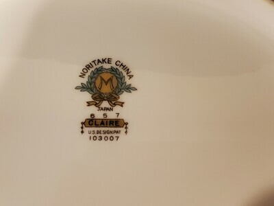 Noritake, Round Vegetable Bowl 10 1/2", Claire Pattern, Porcelain