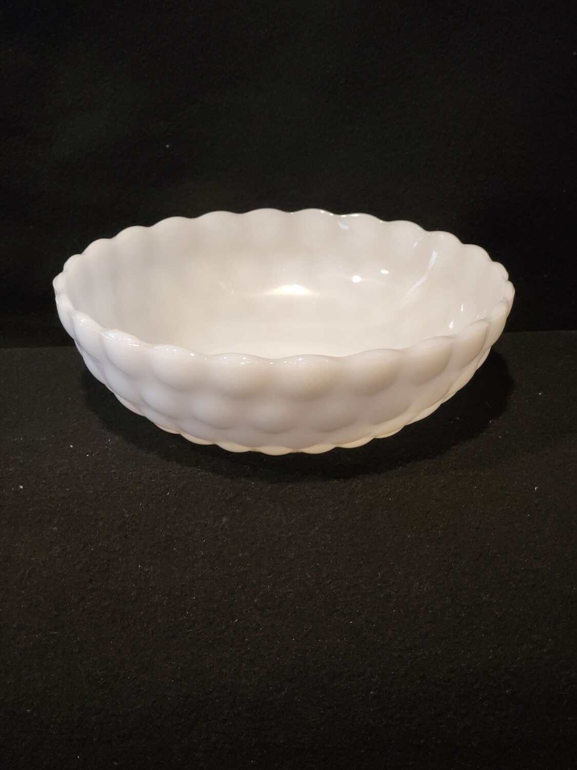 Anchor Hocking, Round Vegetable, Bowl 8 1/4", Bubble Milk Glass Pattern.