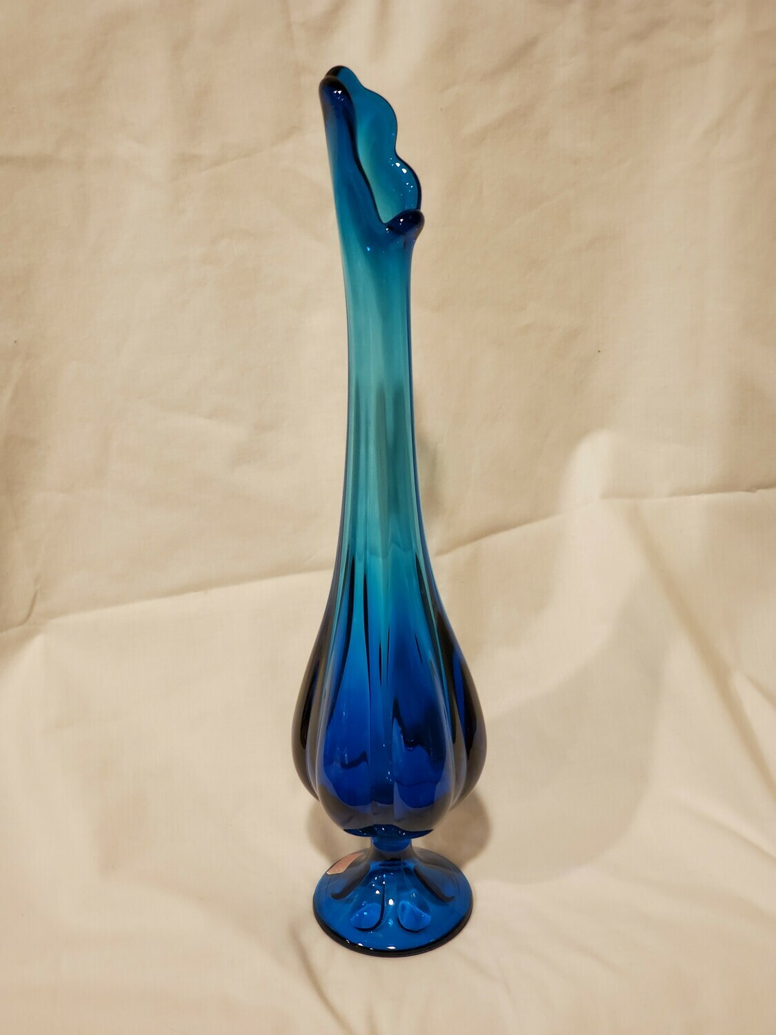 Viking Epic Blue (Bluenique), Swung Vase, Footed, 15 1/4" H, Six Pedal Pattern
