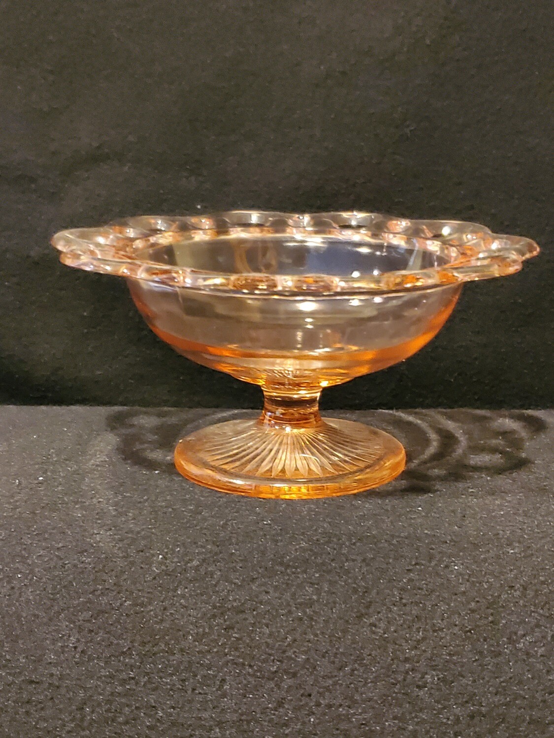 Anchor Hocking, Round Compote Footed, Pink Open Lace (Old Colony) Pattern