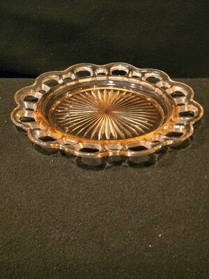 Anchor Hocking, Salad Plate, Pink Open Lace (Old Colony) Pattern 7 3/8 W"