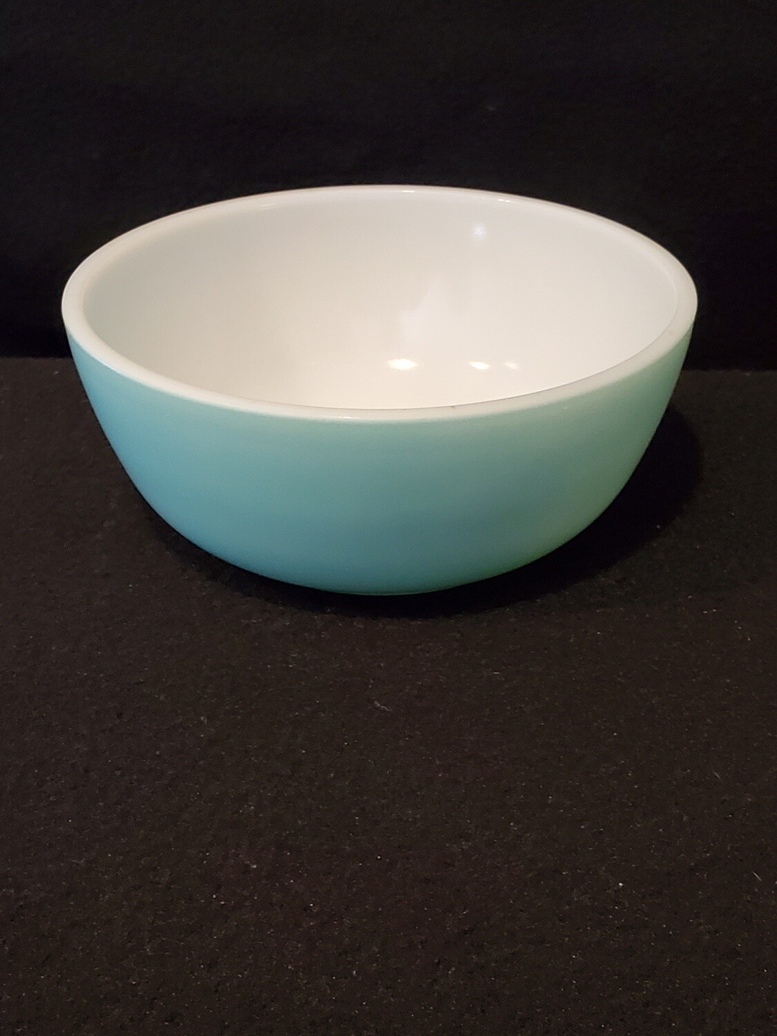 Hazel Atlas Cereal or Soup Bowl, Fired On Turquoise Blue, 4 7/8" W.