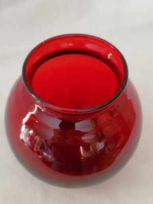 Anchor Hocking, Ivy Ball Flower Vase, Royal Ruby Red 4", Flat Bottom,
