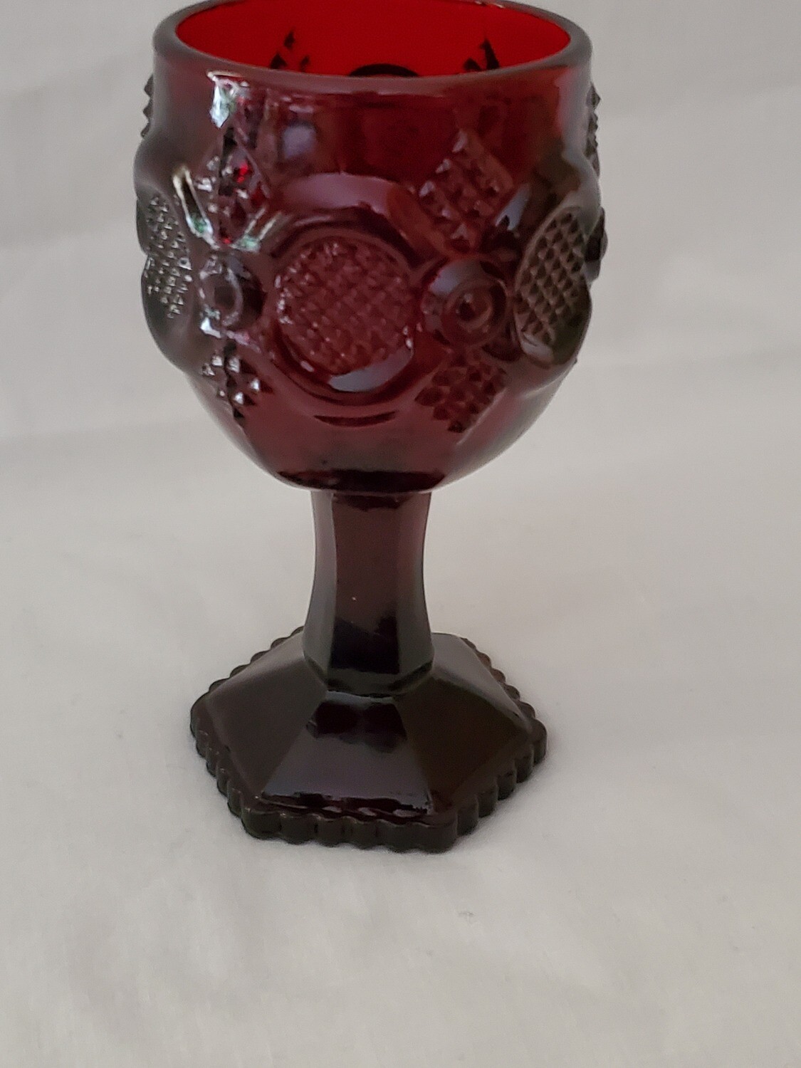 Cape Cod Ruby Wine Glass, by Avon, 4 5/8"