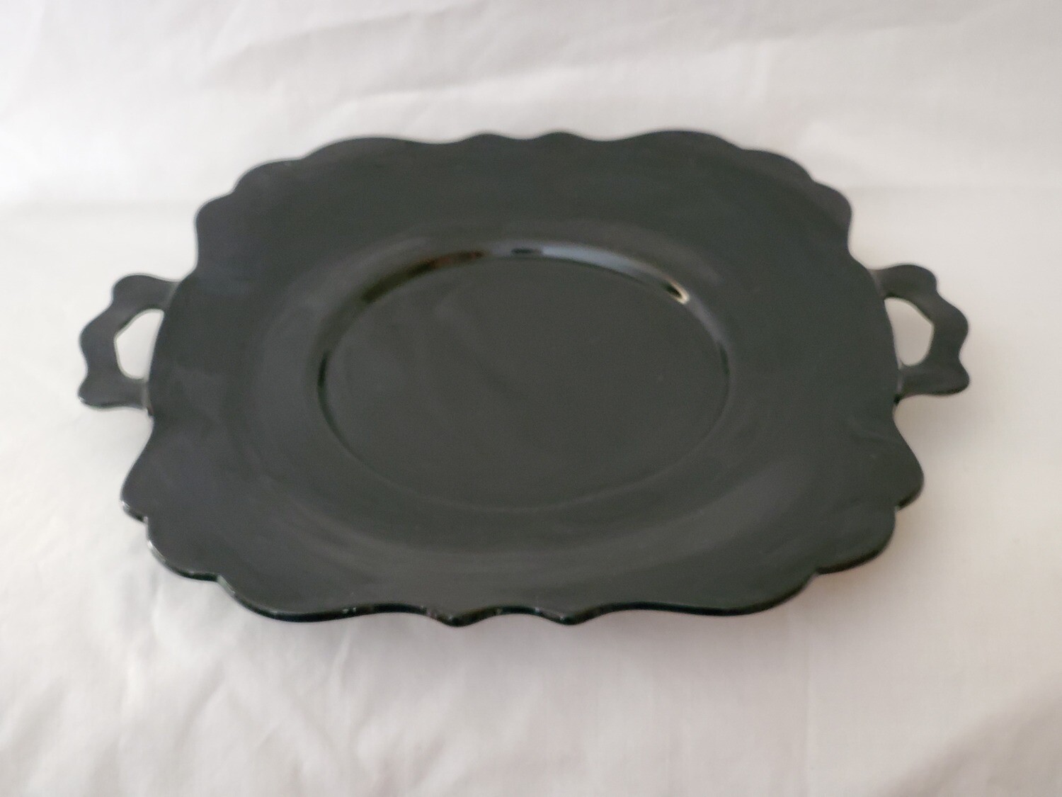 Handled Cake Plate, Mt. Pleasant Black (Black Amethyst) by Smith Glass by Smith Glass