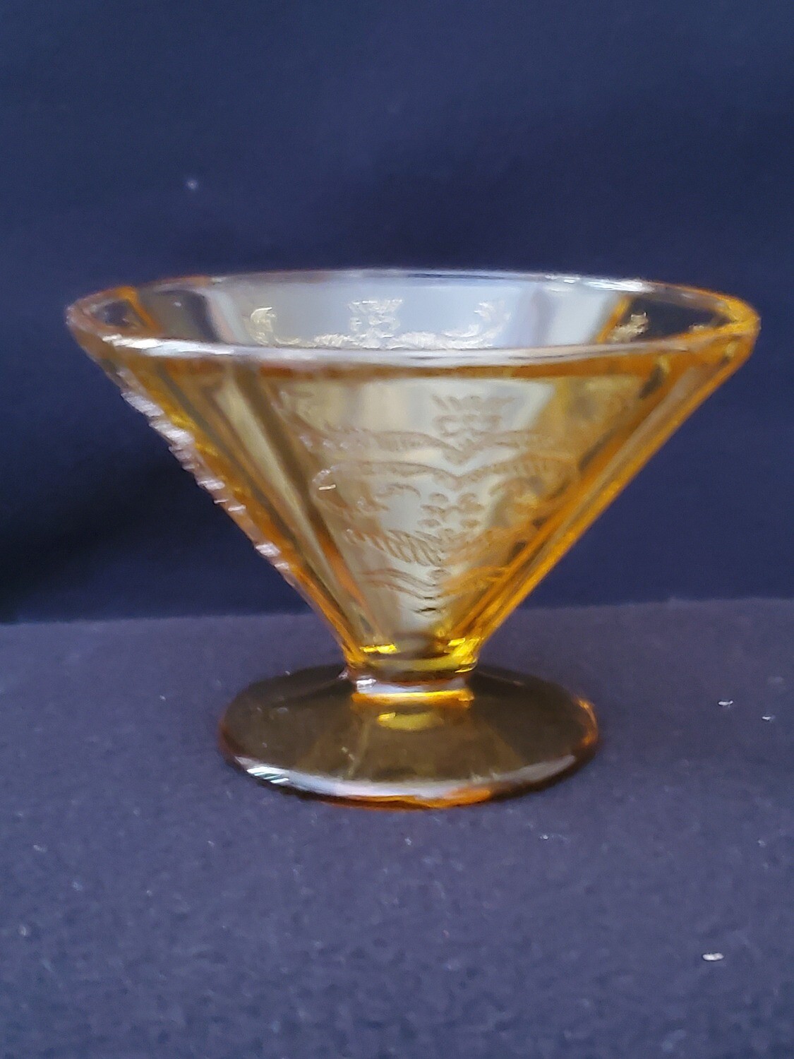 Vintage Cone Shaped Sherbet, Madrid Amber, by Federal Glass, 2 7/8"