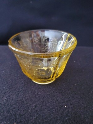 Vintage Amber Yellow Depression Glass, Jello Mold Cup, Madrid Pattern by Federal Glass. 2"