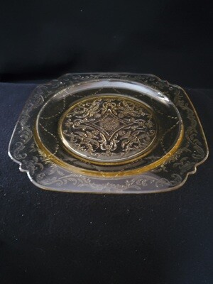 Vintage Madrid Amber Depression Glass, Luncheon Plate 8 7/8" by Federal Glass