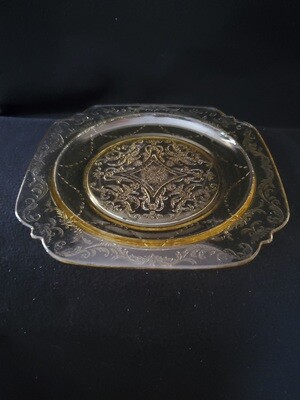 Vintage Madrid Amber Depression Glass, Luncheon Plate 8 7/8" by Federal Glass