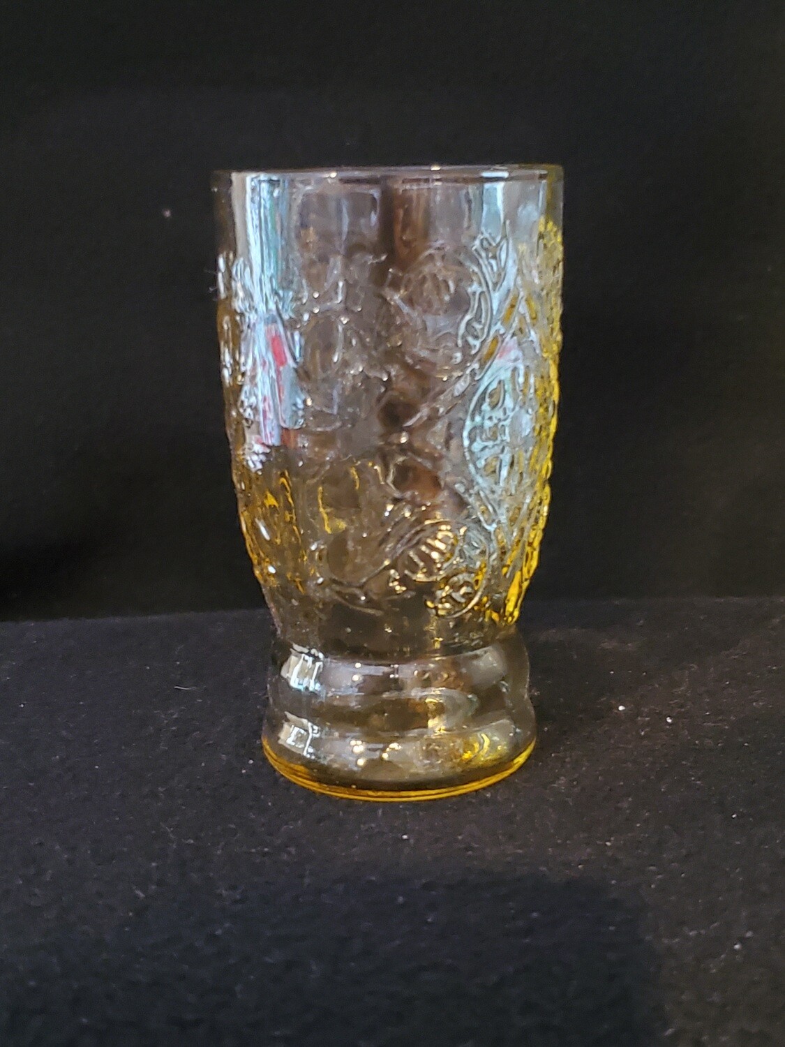 Vintage, Flat Juice Glass, 3 7/8" 5 oz., Madrid Amber Depression Glass by Federal Glass