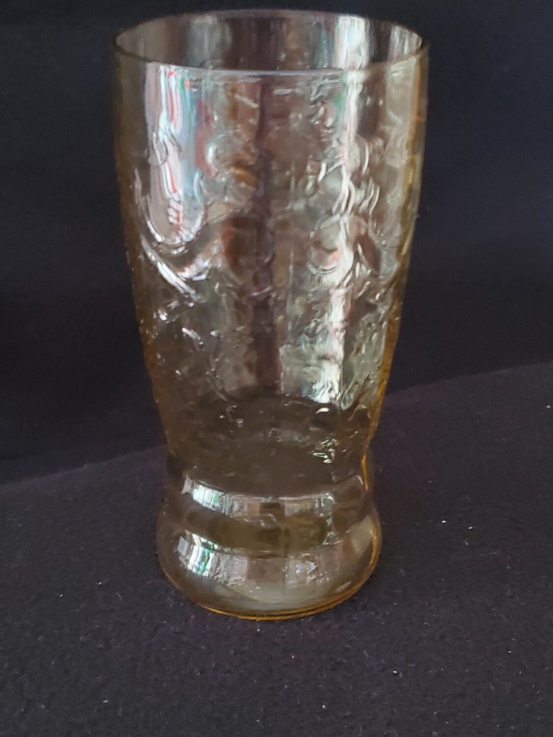 Vintage, Flat Iced Tea Glass, 5 1/2" 12 oz., Rippled Base, Madrid Amber Depression Glass by Federal Glass.