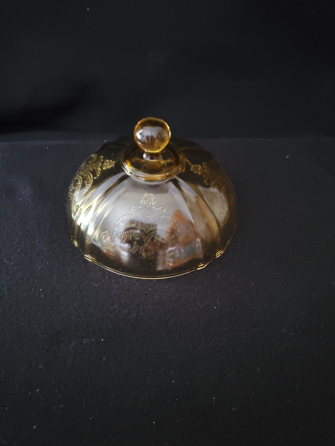 Vintage, Butter Dish Lid ONLY, Madrid Amber Depression Glass by Federal Glass